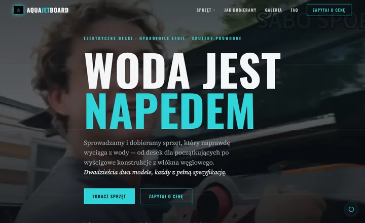 Aqua Jet Board — strona internetowa sklepu ze sprzętem wodnym